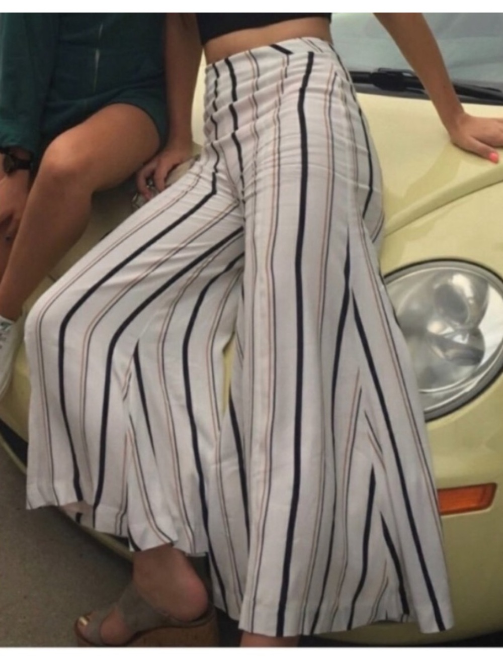 Anthropologie ETT:TWA Manon Flared Wide Leg Striped Pants High Waist Women’s 2